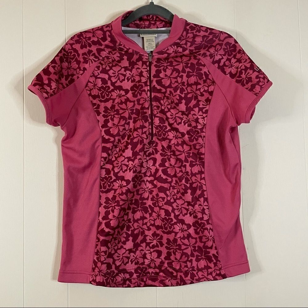 L.L. Bean Hibiscus Print Floral Cycling Jersey